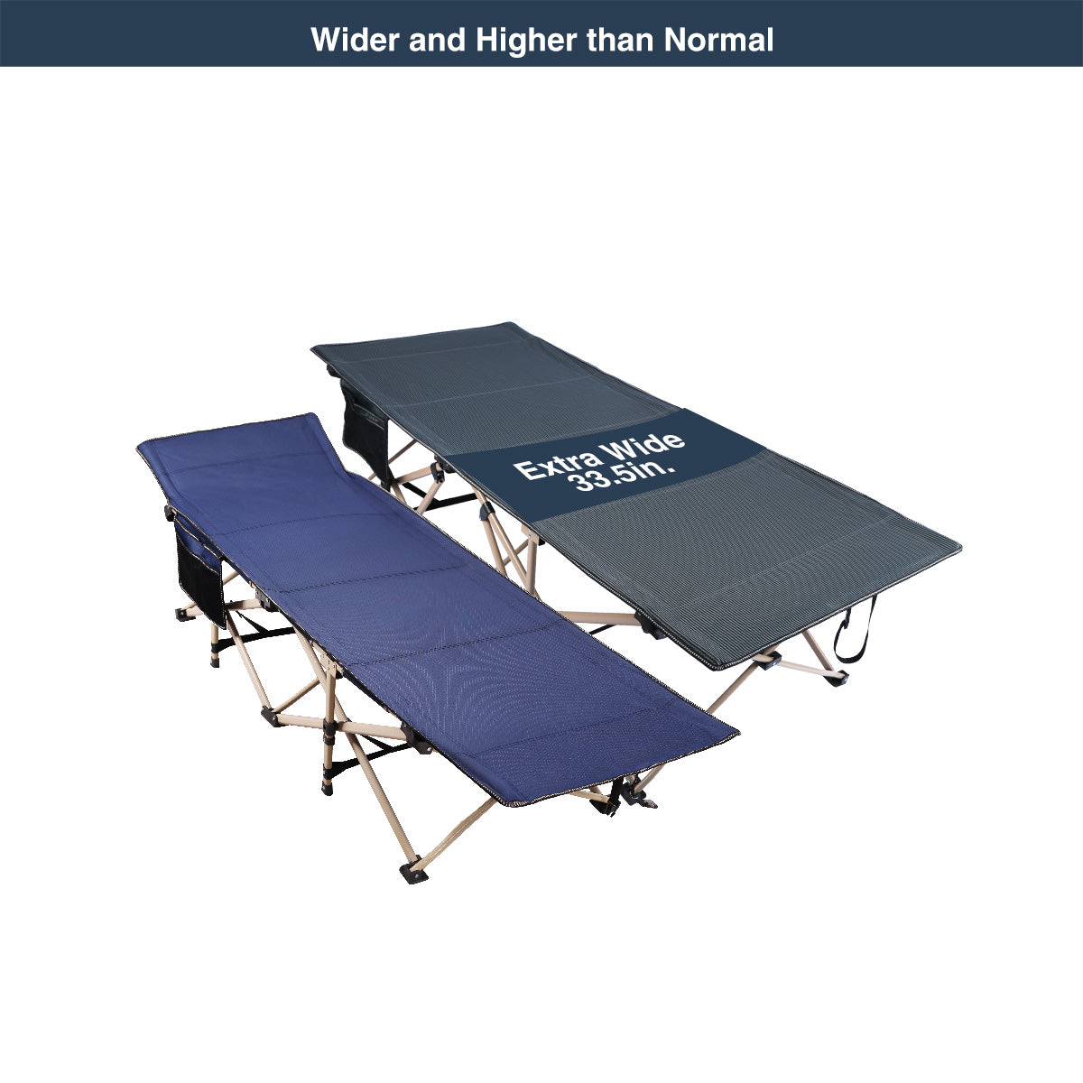Extra Wide Folding Camping Cot for Adults, Grey Blue Green From Redcamp