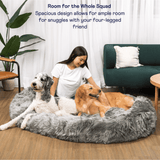 PupCloud™ Human-Size Faux Fur Memory Foam Dog Bed - Charcoal Grey From Paw.com