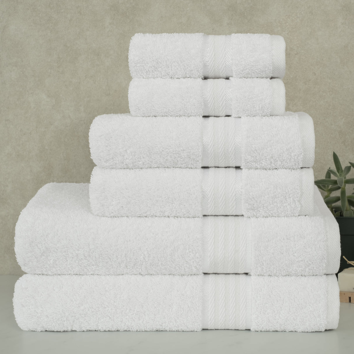 Salem Linen 6 Piece 100% Cotton Bath Towel Set From American Soft Linen