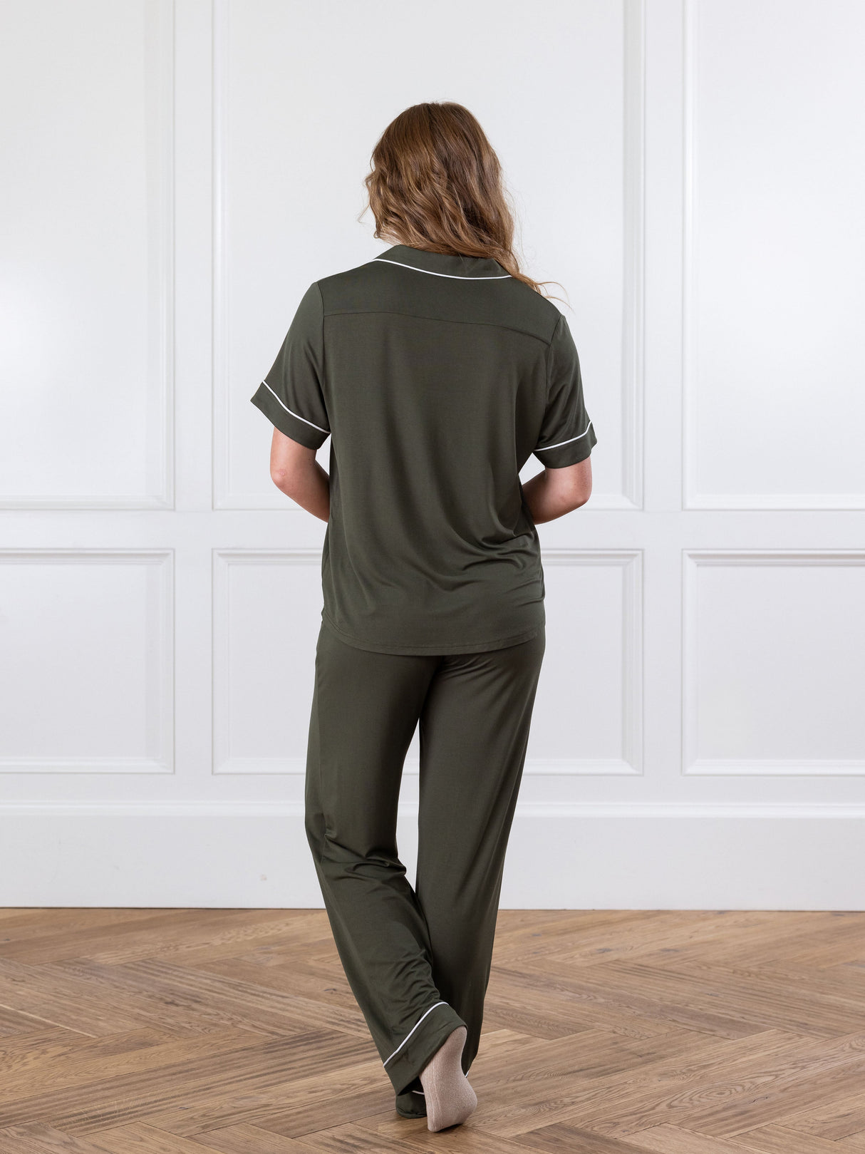 Women's Bamboo Stretch-Knit Short Sleeve & Pant Pajama Set from Cozy Earth