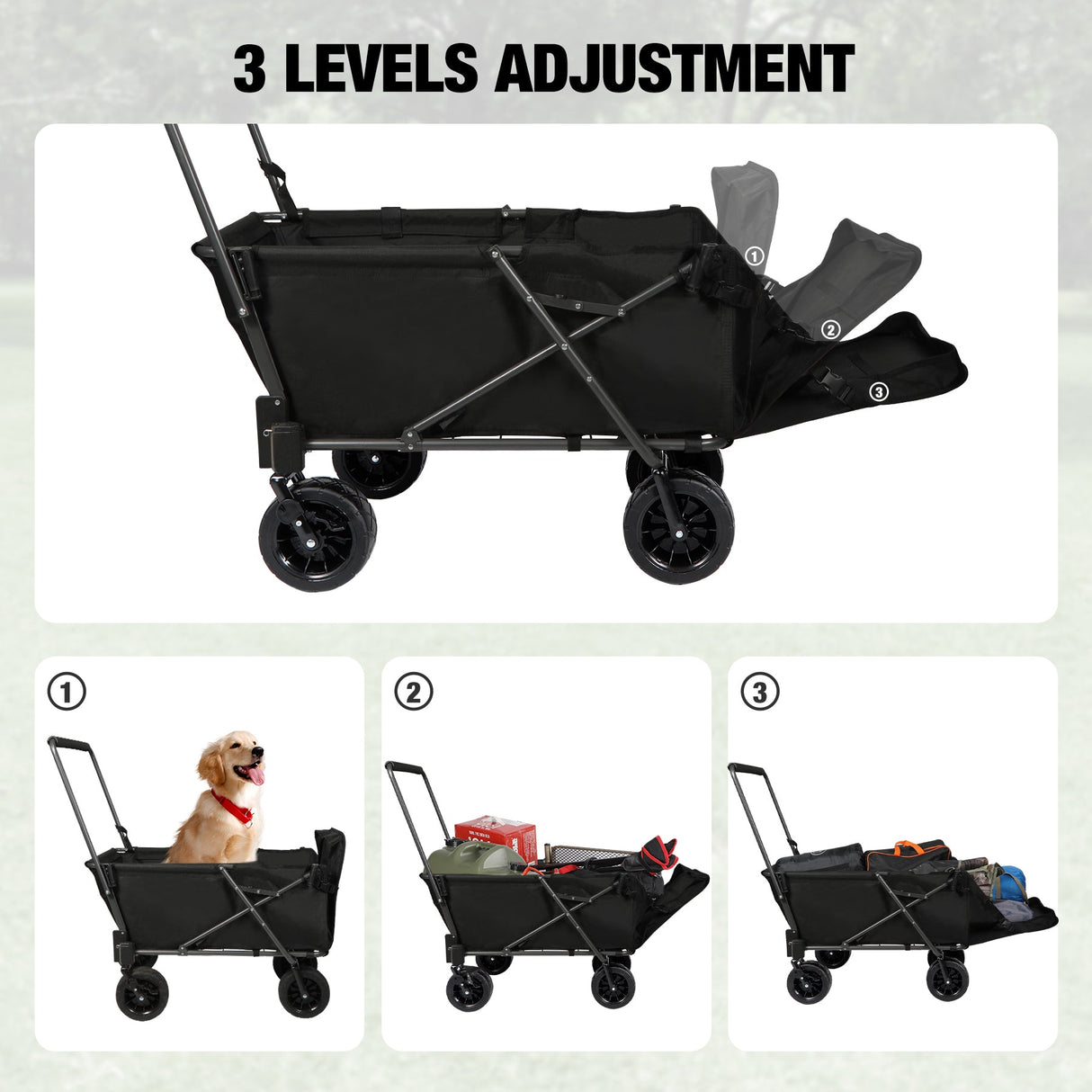 Folding Dog Wagon Cart with Extendable Rear End Heavy Duty From Redcamp