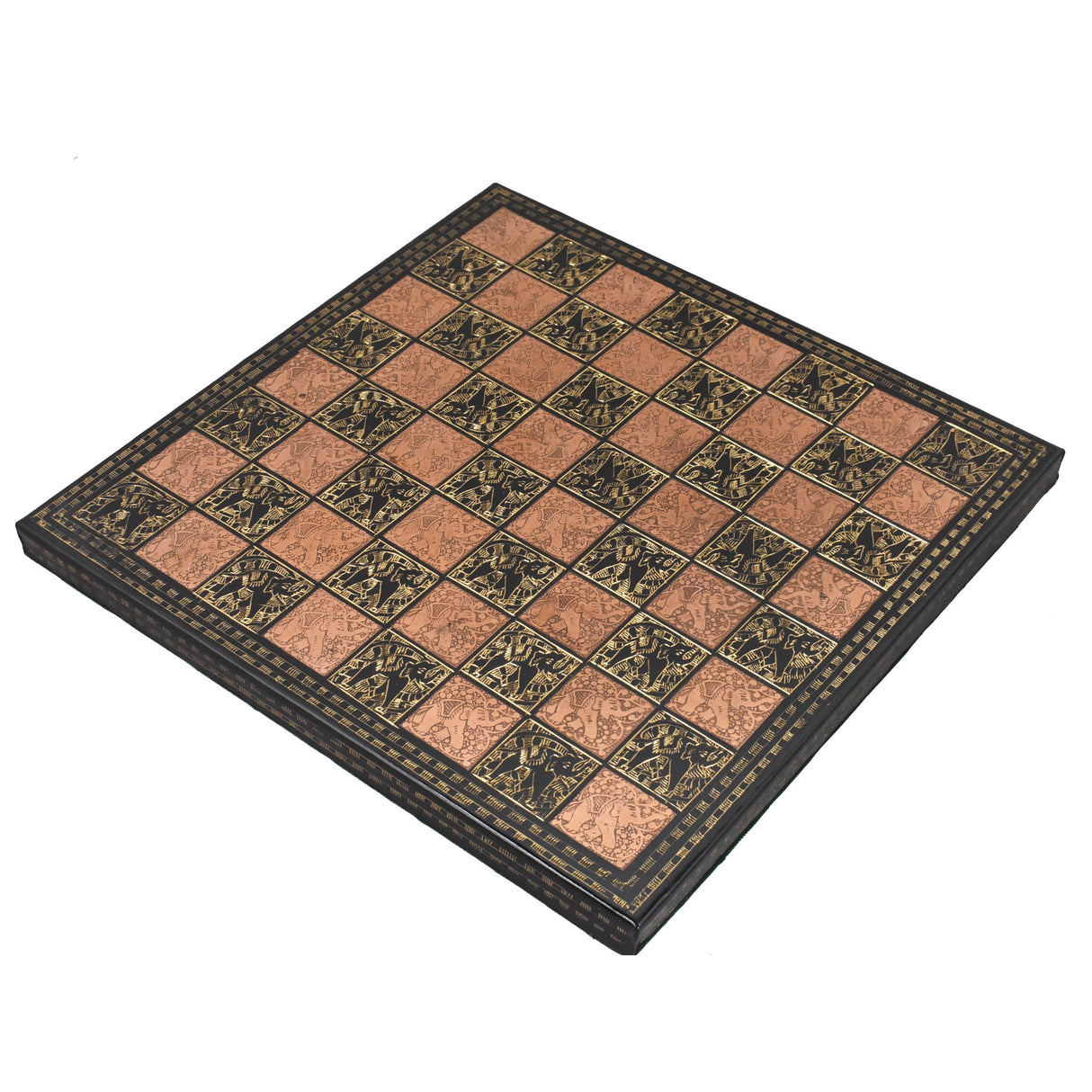 Brass 12" Metal Luxury Chess Pieces & Board Set- French Staunton -Copper & Black From Royal Chess Mall