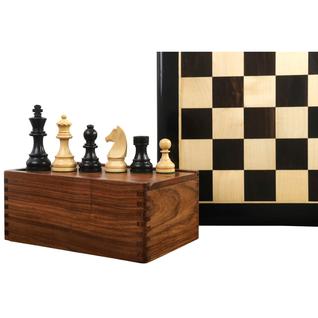 3.9" Tournament Chess Set Combo -Pieces in Ebonised boxwood with Board and Box from Royal Chess Mall