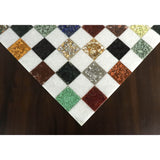Borderless Marble Luxury Chess Board-White & Multi Coloured Semi-Precious Stones 18'' From Royal Chess Mall