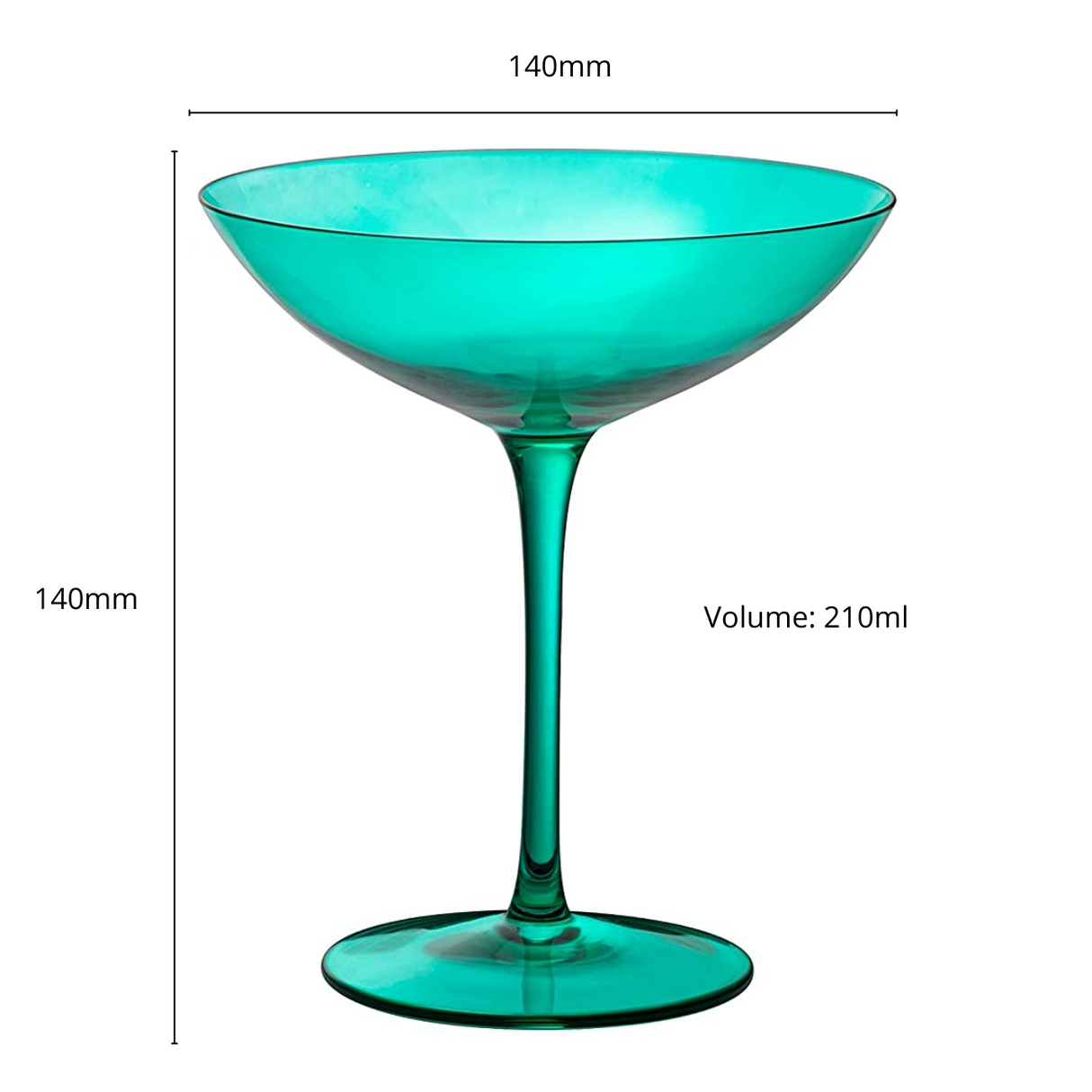 Champagne Coupes 12oz by The Wine Savant - Colorful Champagne Glasses, Prosecco, Mimosa Glasses Set, Cocktail Glass Set, Bar Glassware Luster Glasses (2, Teal) from The Wine Savant