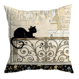 Vintage Black Cat Cushion Covers from Moderny