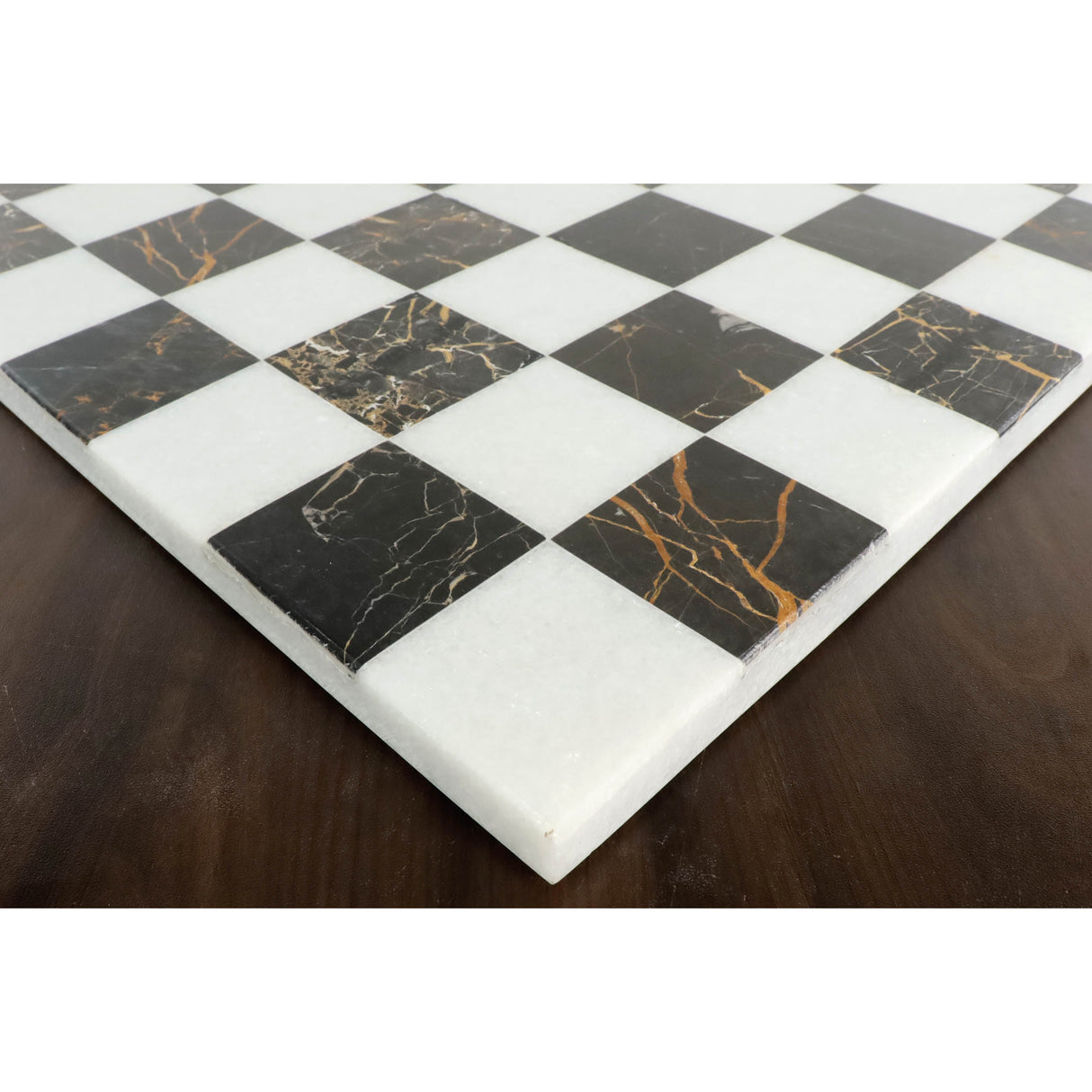 Borderless Marble Stone Luxury Chess Board 18''  -  Black and White Marble Stone From Royal Chess Mall