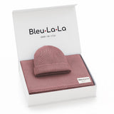 Luxe Collection 100% Organic Cotton Luxury Knit Baby Blanket + Hat Set with Gift Box from Bleu La La