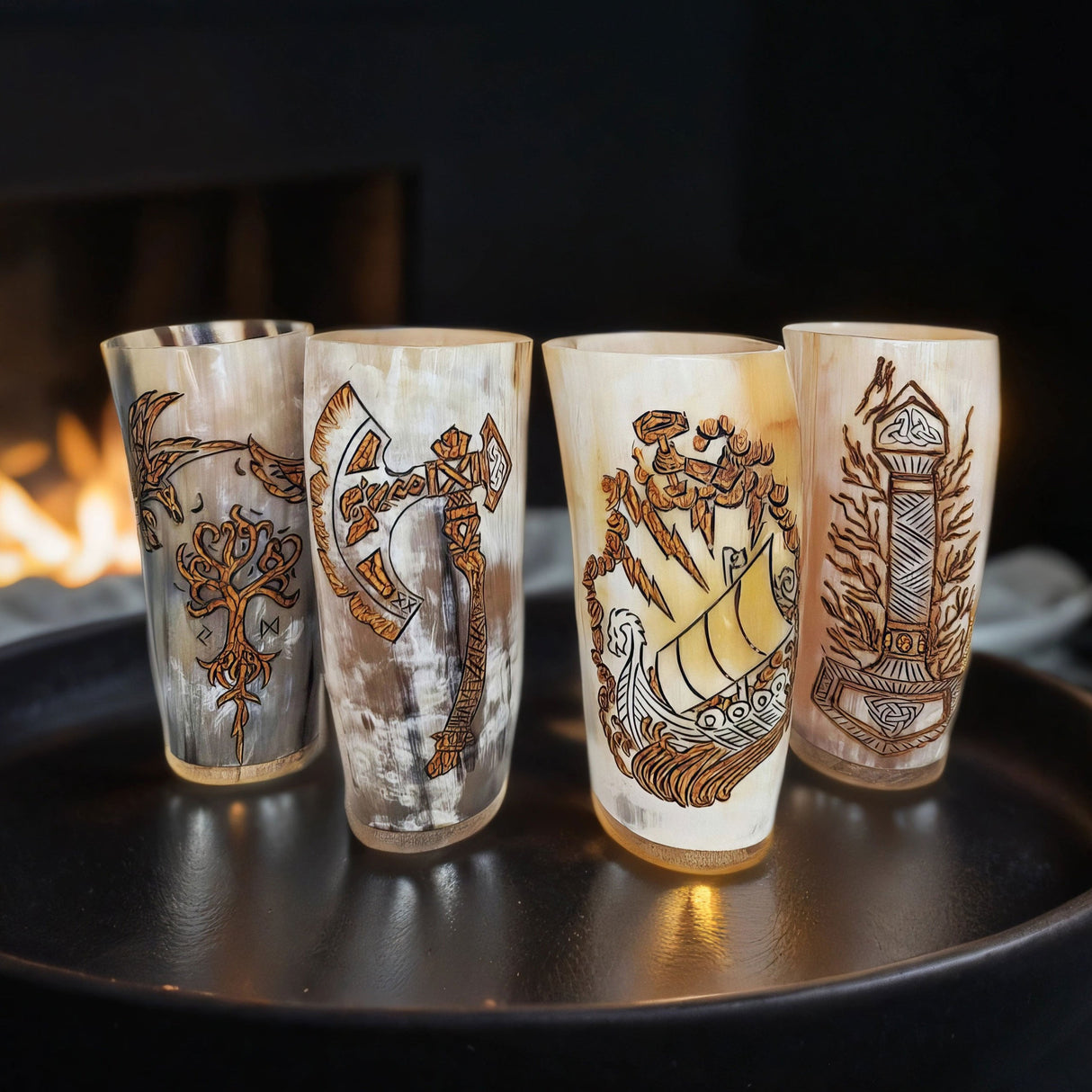 Horn Cups Set (4) from Norse Tradesman