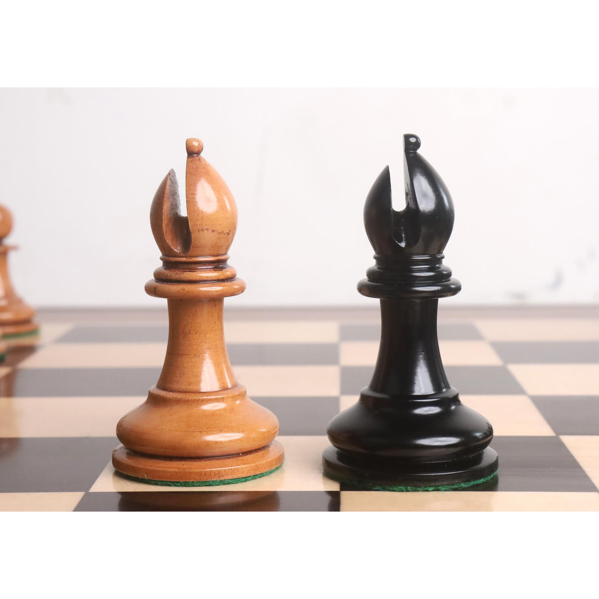 Original Staunton Chess Set- Chess Pieces Only- Lacquered Distress Antiqued Boxwood & Ebony- 4.5" King From Royal Chess Mall