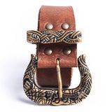 Brown Leather Belt with Brass Buckle & Tip from Norse Tradesman