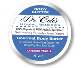 Two Gourmet Body Butters: Unscented and Lavender Vanilla #14 from Dr. Cole's Herbal Remedies