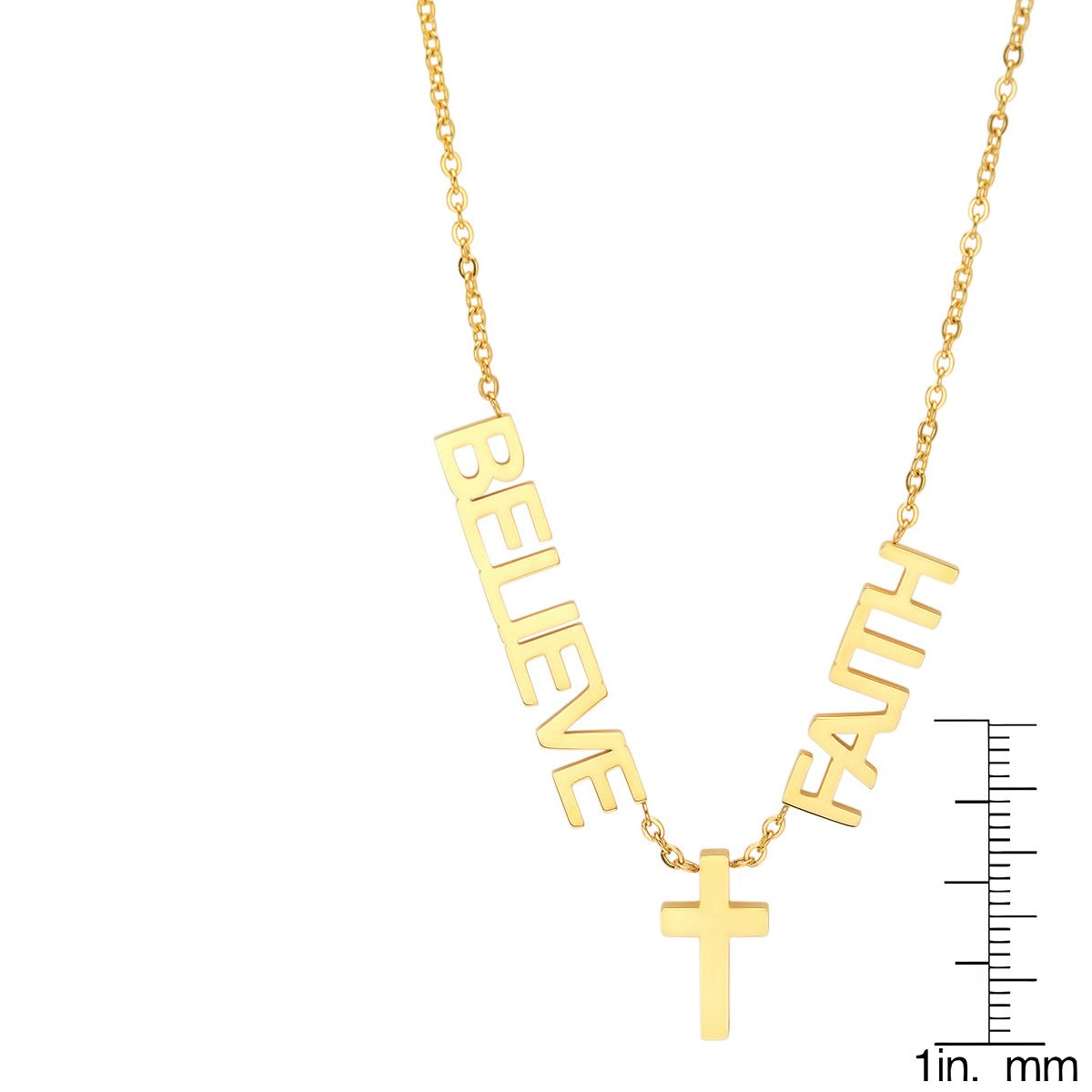 Faith, Believe & Cross Necklace From Steel Time