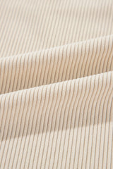 Beige Corduroy Shirt Jacket with Houndstooth Panel from MsDressly