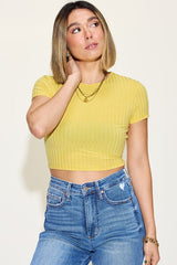 Basic Bae Full Size Ribbed Round Neck Short Sleeve T-Shirt from Enfance-Heureuse
