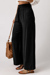Kenzie Drawstring Elastic Waist Casual Wide Leg Pants From Threaded Pear