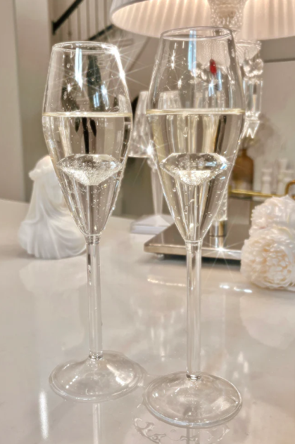 Champagne Flute Glassware | Set of 2, 7.8 OZ | Diamond Stemmed Glass, Gift for Her from The Wine Savant