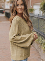Apricot Eyelets Textured Lantern Sleeve Knit Jumper from MsDressly