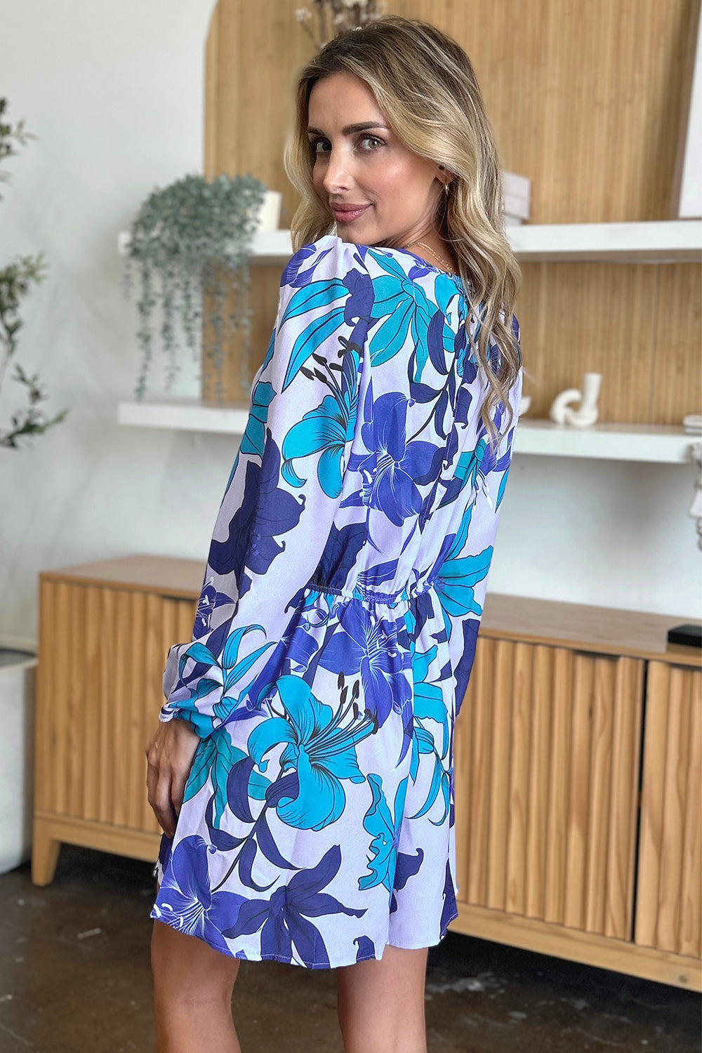 Double Take Full Size Floral Long Sleeve Romper with Pockets from Enfance-Heureuse