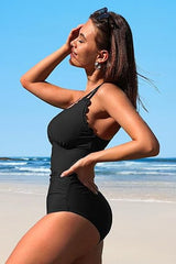 Scalloped V Neck Cut Out Monokini Swimwear from My Pampered Life Seattle