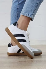 Willa Striped Lace-up Flat Sneakers from Threaded Pear