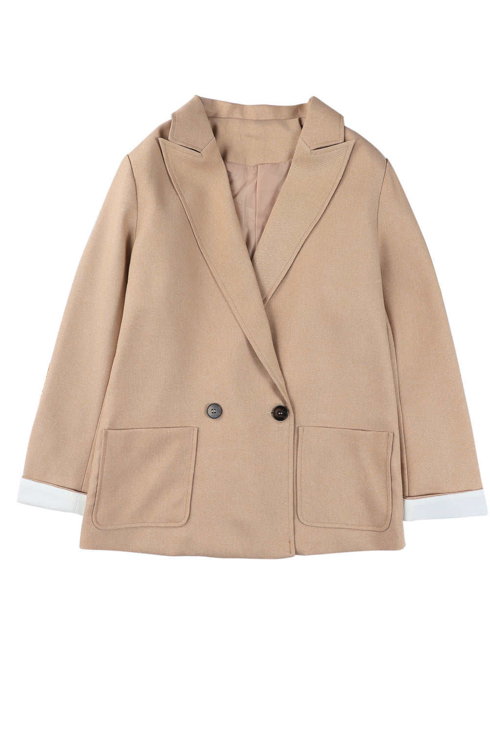 Apricot Buttoned Lapel Collar Blazer with Pocket from MsDressly