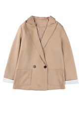 Apricot Buttoned Lapel Collar Blazer with Pocket from MsDressly