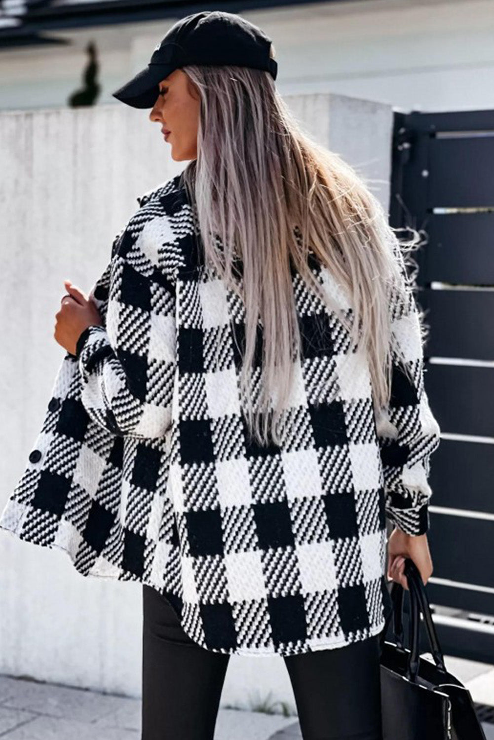 Black and White Plaid Jacket from MsDressly