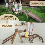 The 4in1 Montessori Climbing Set consists of: Triangle Ladder + Arch/Rocker + Slide Board/Ramp + Net – Chocolate from Goodevas
