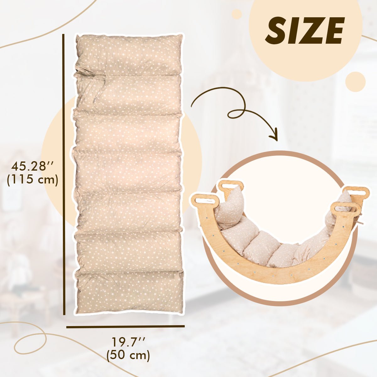 4in1 Montessori Climbing Set: Triangle Ladder + Climbing Arch + Slide Board & Cushion – Beige from Goodevas