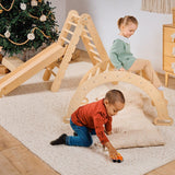 4in1 Montessori Climbing Set: Triangle Ladder + Climbing Arch + Slide Board & Cushion – Beige from Goodevas