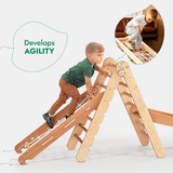 4in1 Montessori Climbing Set: Triangle Ladder + Climbing Arch + Slide Board + Net – Beige from Goodevas