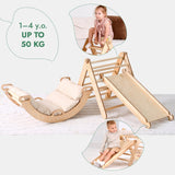 4in1 Montessori Climbing Set: Triangle Ladder + Climbing Arch + Slide Board + Cushion (1-3 y.o) from Goodevas