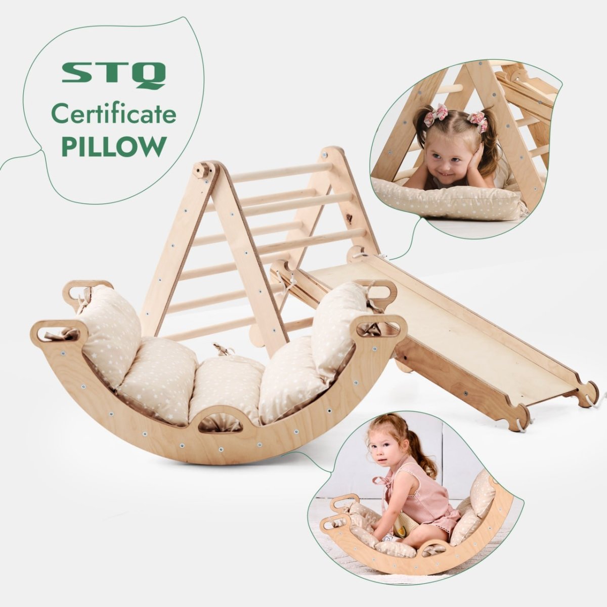 4in1 Montessori Climbing Set: Triangle Ladder + Climbing Arch + Slide Board + Cushion (1-3 y.o) from Goodevas