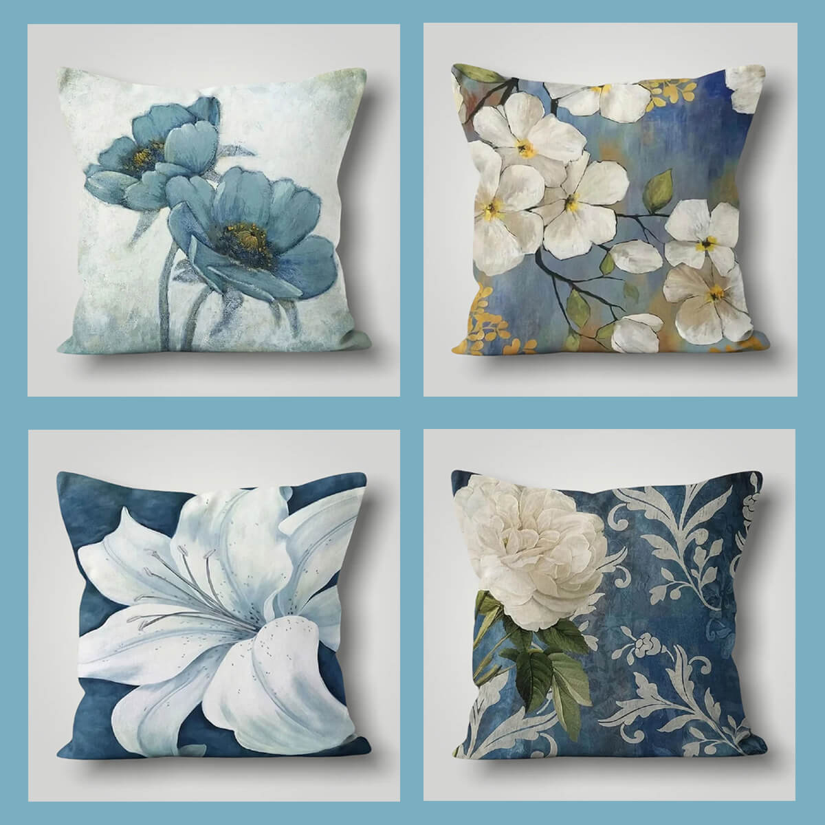 Grey Flower Cushion Cover from Moderny