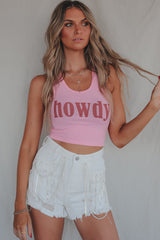 Howdy Fitted Cropped Rodeo Tank Top from Amazing Lace