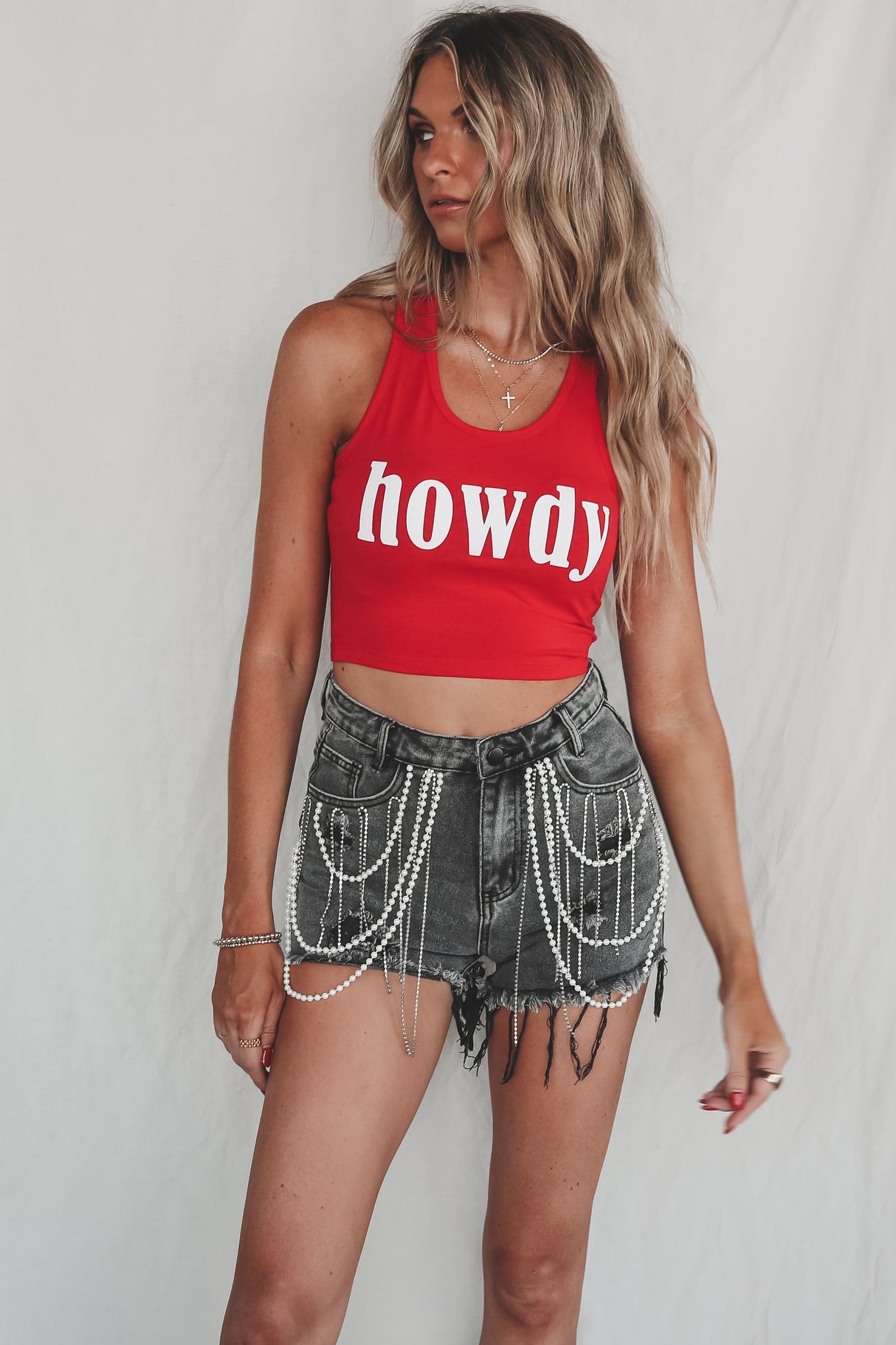 Howdy Fitted Cropped Rodeo Tank Top from Amazing Lace