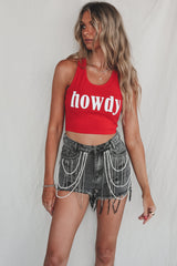 Howdy Fitted Cropped Rodeo Tank Top from Amazing Lace