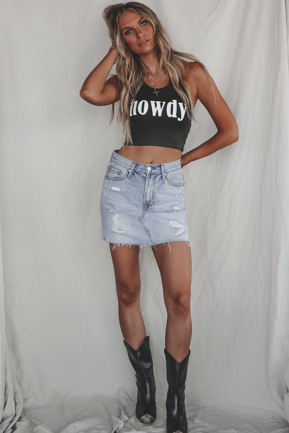 Howdy Fitted Cropped Rodeo Tank Top from Amazing Lace