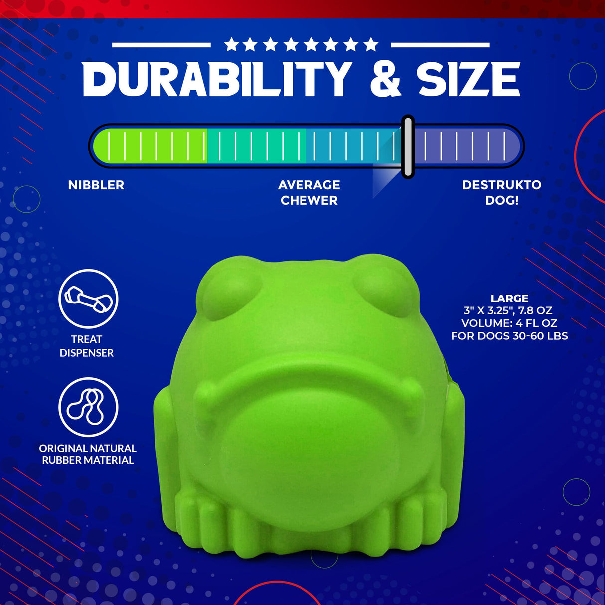 Bull Frog Durable Rubber Chew Toy & Treat Dispenser - Large From SodaPup