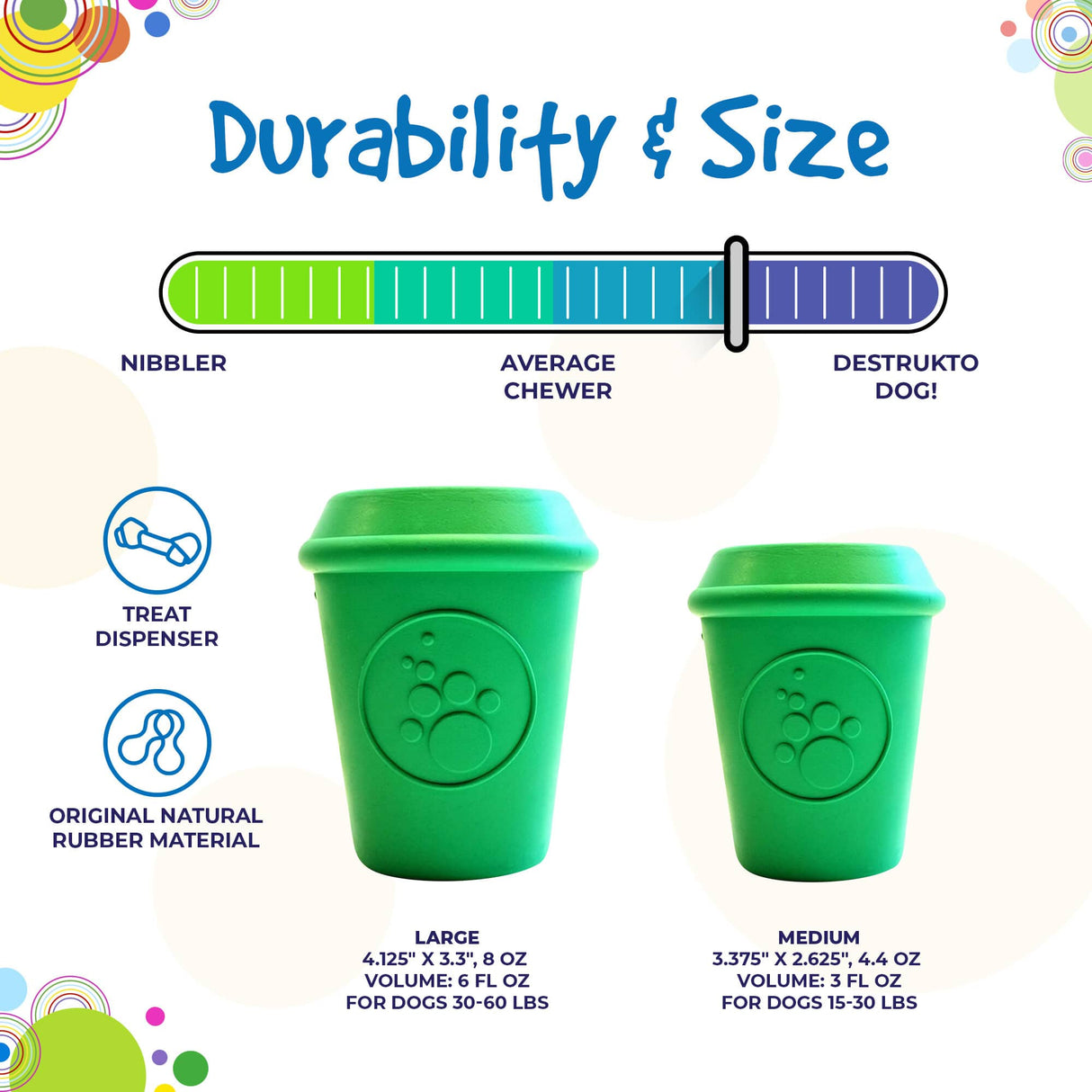 Coffee Cup Durable Rubber Chew Toy and Treat Dispenser From SodaPup