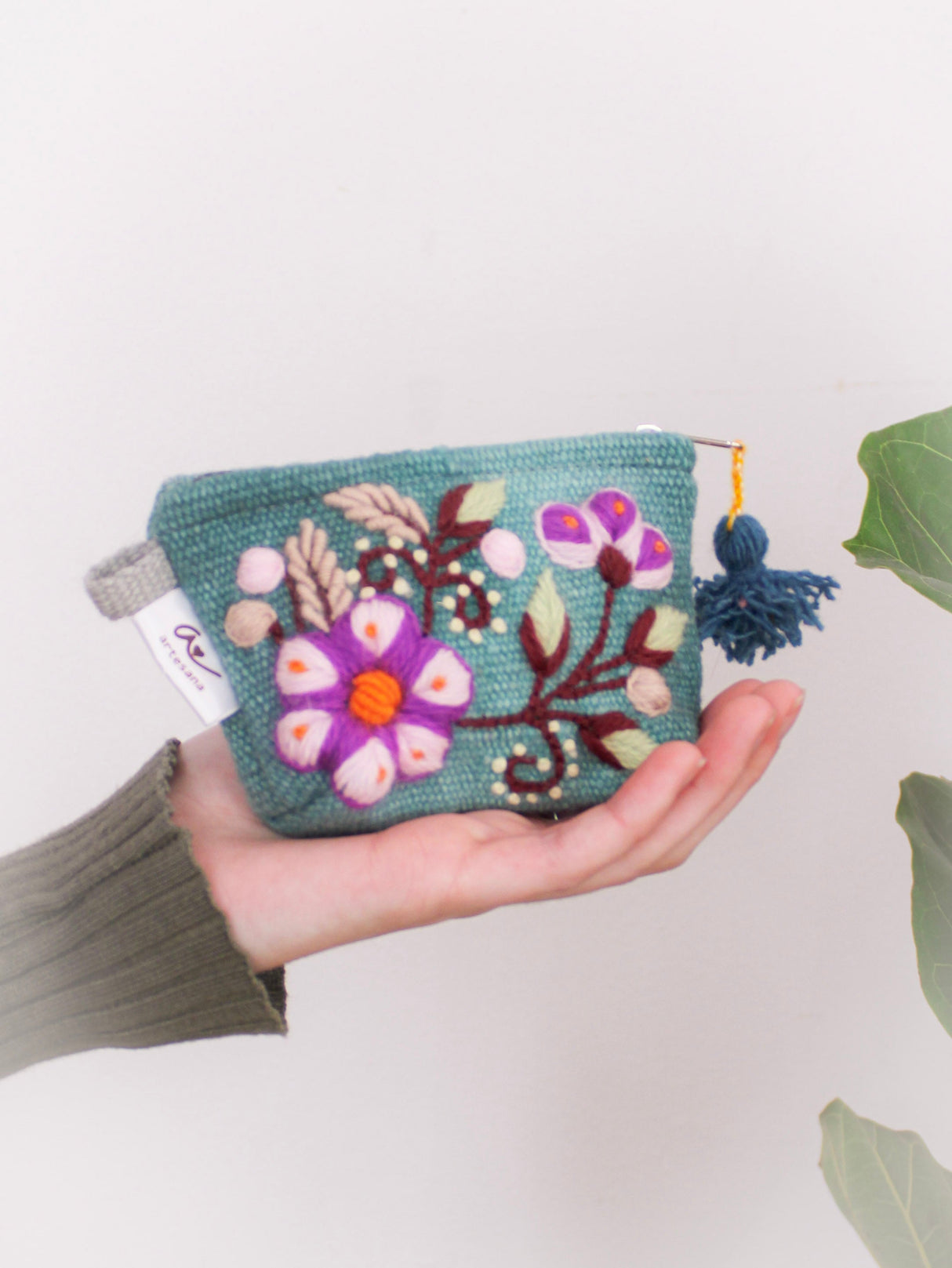 Sunset Floral Embroidered Coin Purse from Ash & Rose