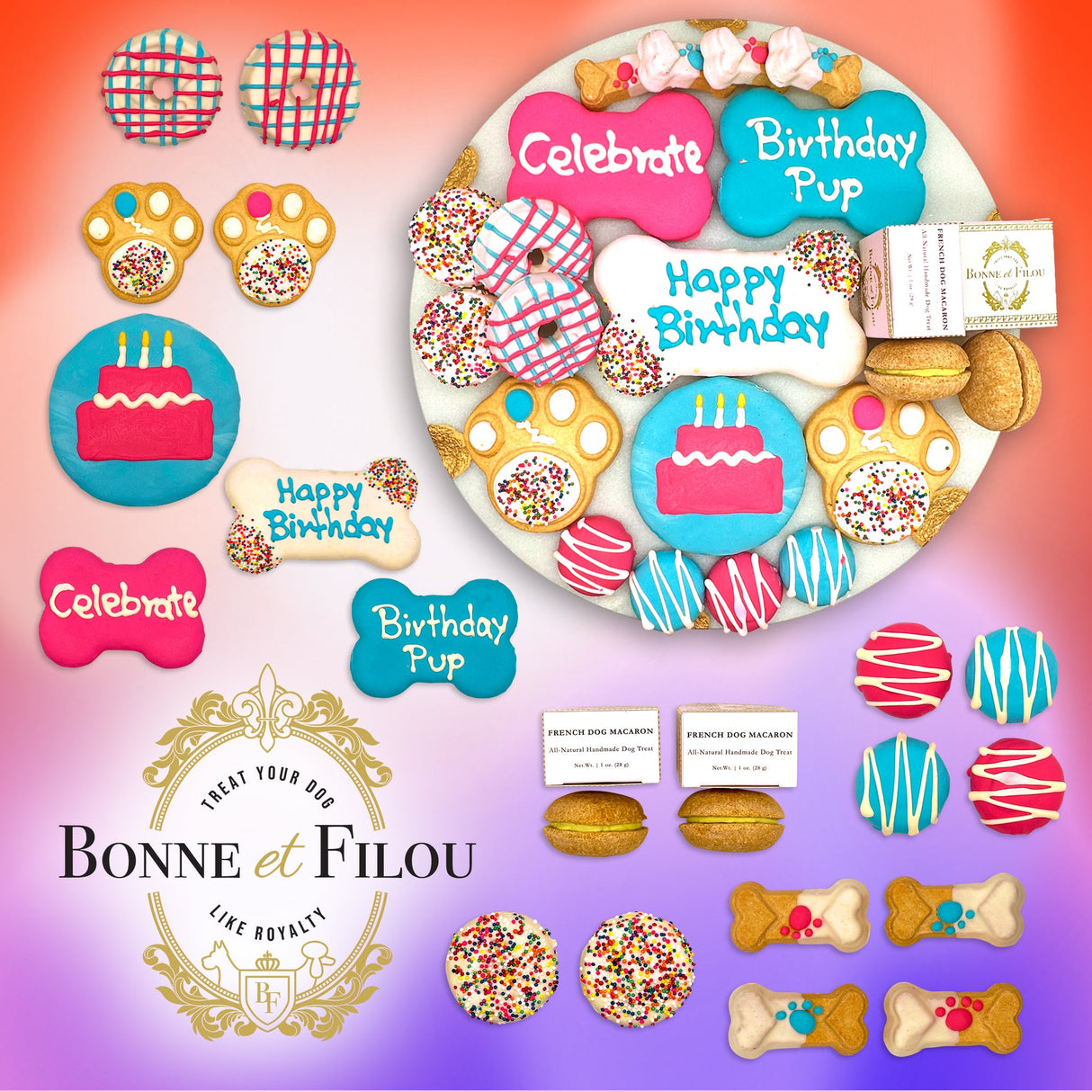 Happy Birthday Dog Treats Gift Box from Bonne et Filou