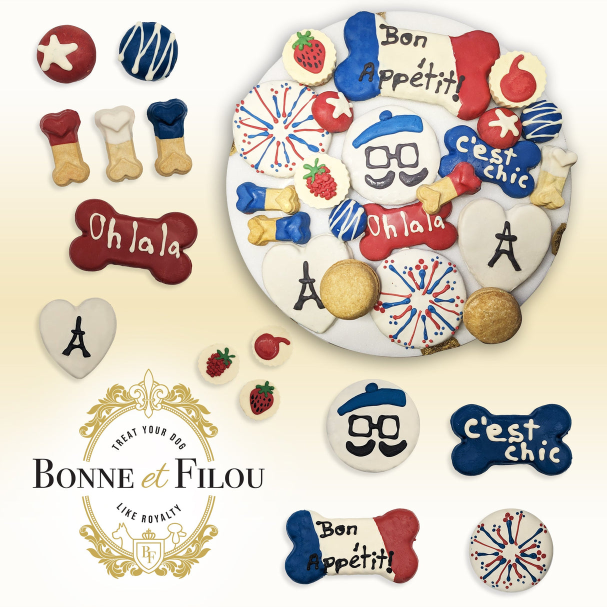 French Themed Dog Treats Gift Box from Bonne et Filou