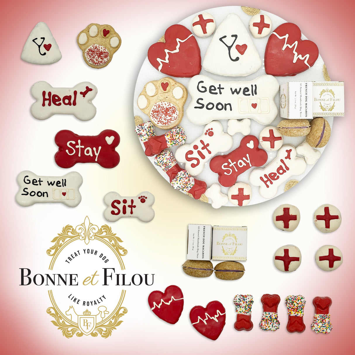 Get Well Soon Themed Dog Treats Gift Box from Bonne et Filou