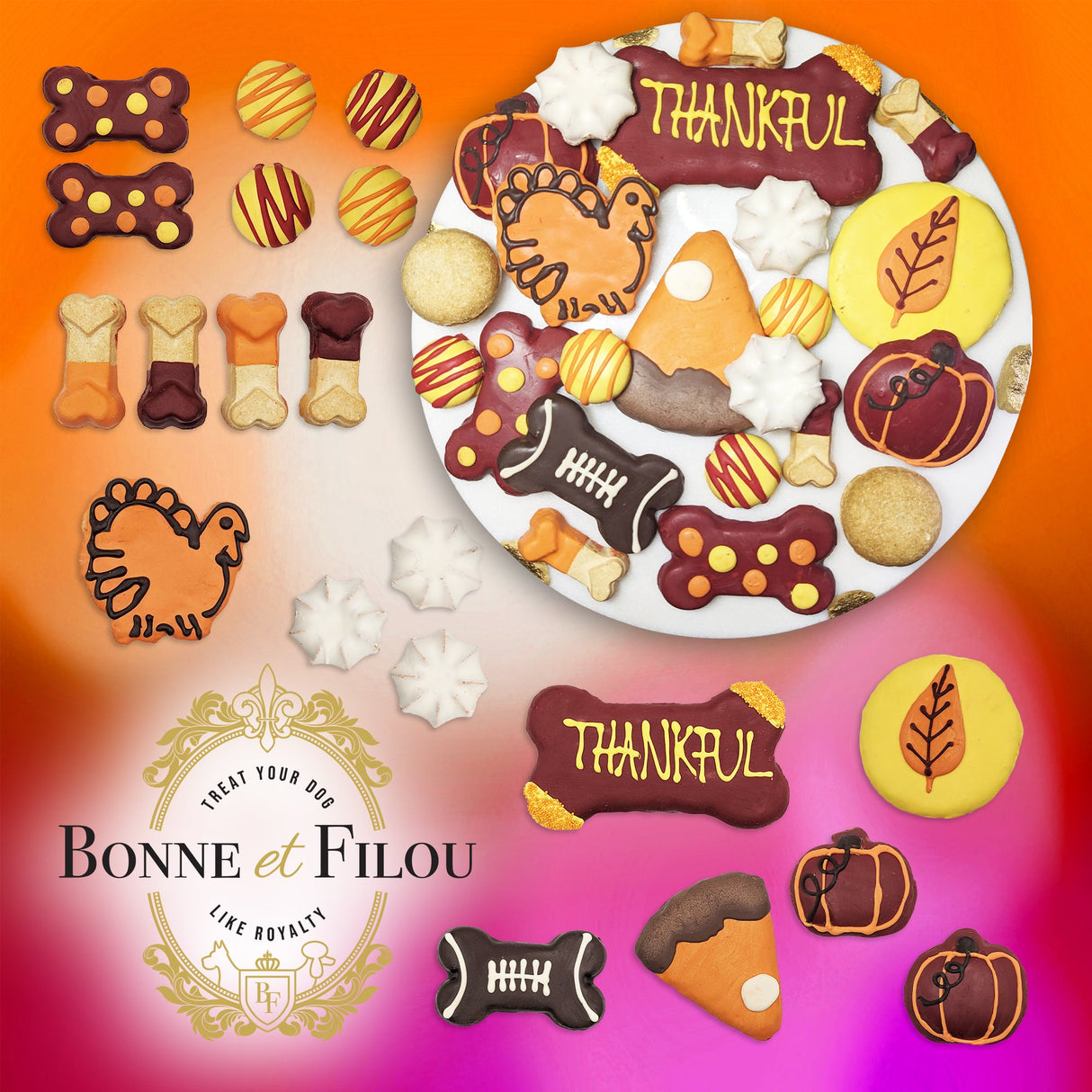 Thankful Themed Dog Treats Gift Box from Bonne et Filou