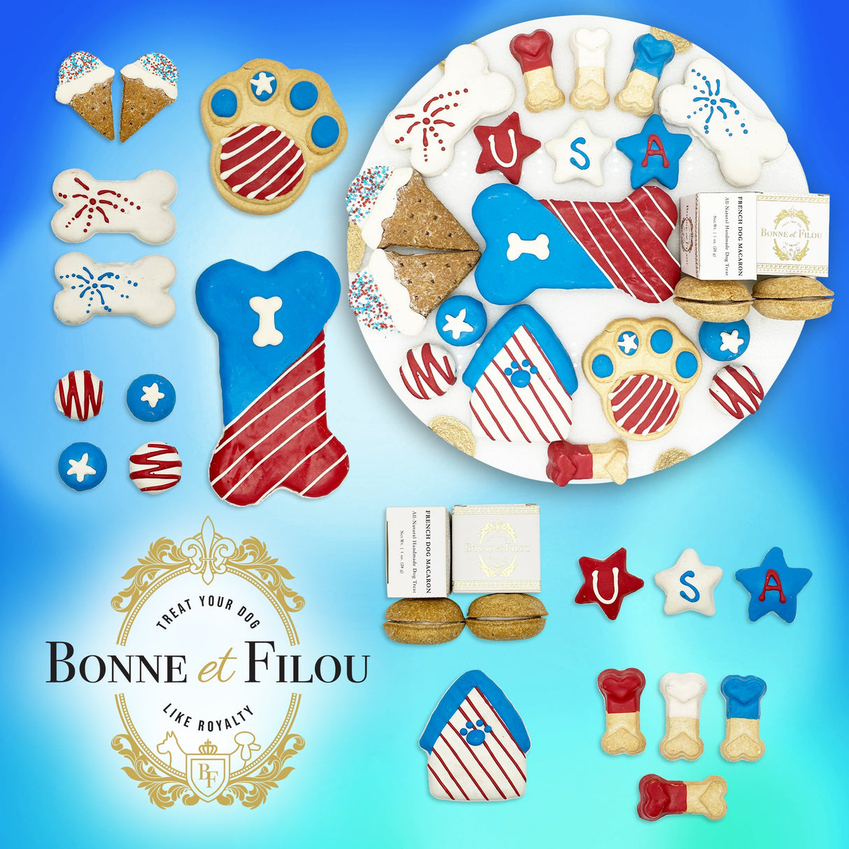 USA Themed Dog Treats Gift Box from Bonne et Filou