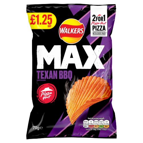 Lay's Walkers Max Texas BBQ Flavor by Pizza Hut (50g) (Uk) 6-Pack from PETEZ POP WHOLESALE