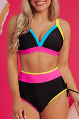 Itzel Drawstring Side V Neck High Waist Bikini Set from Threaded Pear
