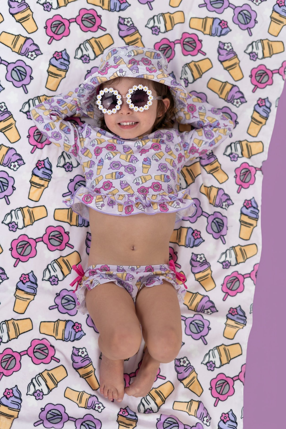 SWEET SUMMER DREAM RASH GUARD RUFFLE TWO-PIECE SWIM SUIT from DREAM BIG LITTLE CO